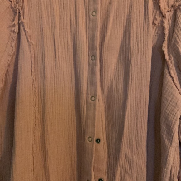 FabuPlus Linen Jacket/shirt with snaps and raw edge collar and sleeve - Mauve - Picture 4 of 7